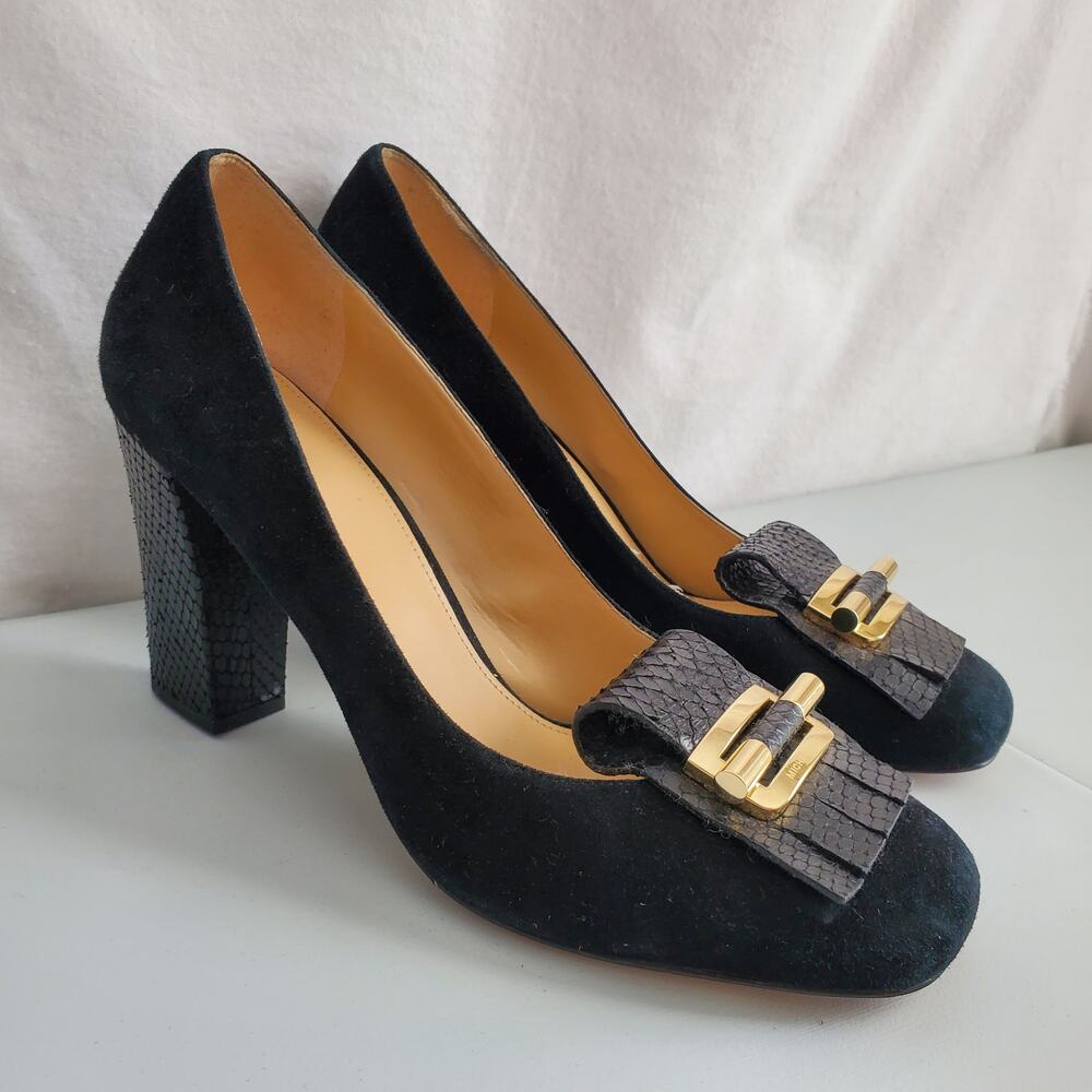 Michael Kors Black Suede Gloria Kiltie Fringe Heel Shoe 11 Career Elegant Luxury - Picture 4 of 11